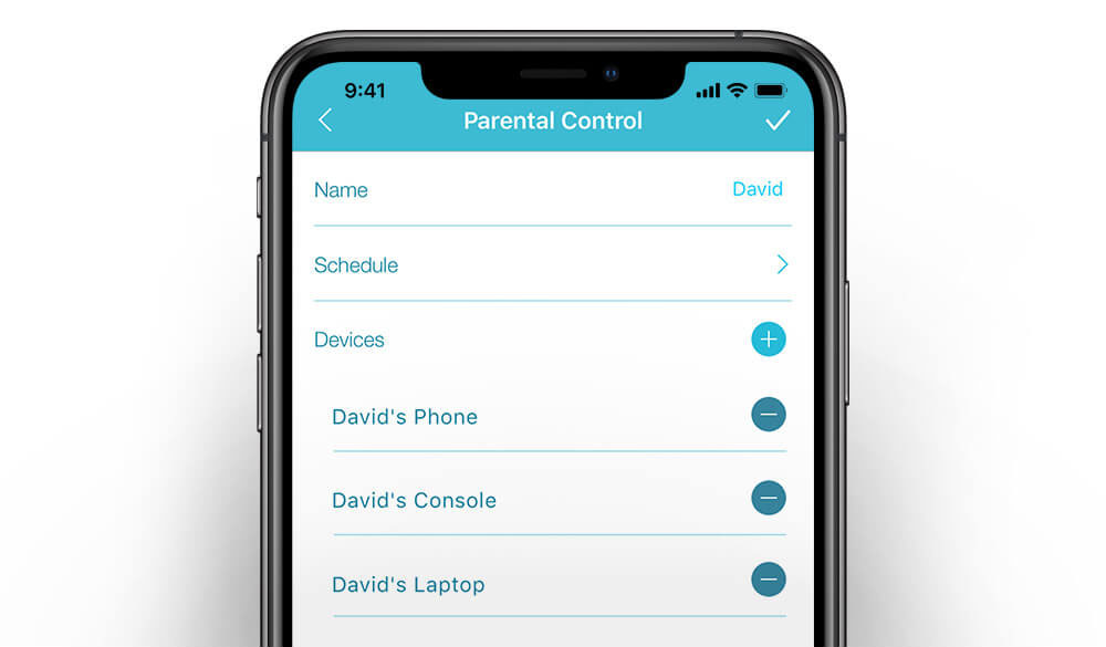 La imagen muestra un teléfono inteligente con una pantalla que presenta una aplicación de control parental.