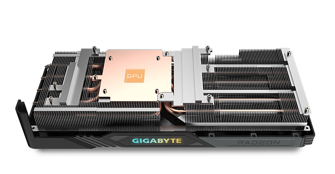 GRAN PLACA DE COBRE Y TUBO DE CALOR de la Gigabyte Radeon™ RX 7800 XT GAMING OC 16G