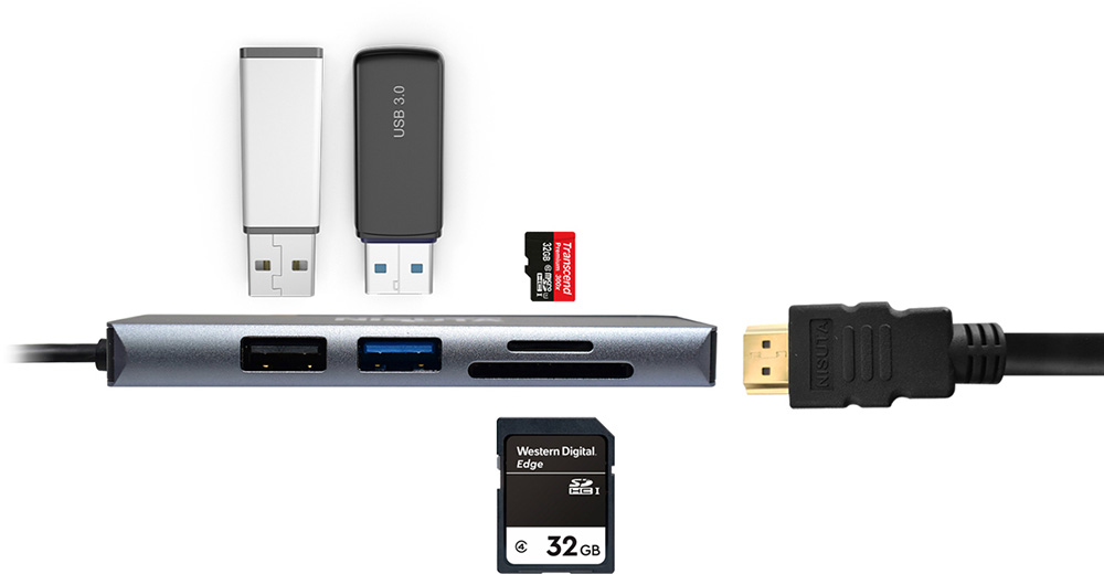 Docking USB C 3.1 a HDMI, HUB USB, lector de tarjetas Nisuta NSUCD1