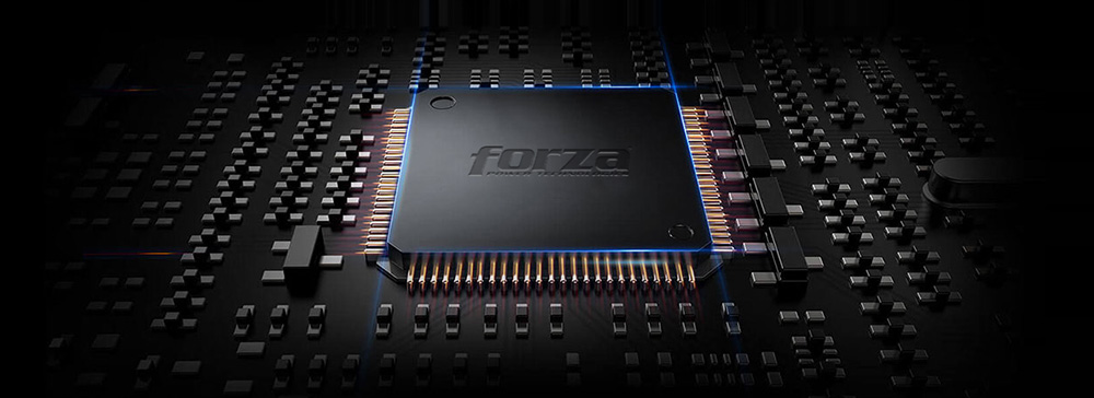 Imagen de un chip con la marca Forza, Administración Inteligente de la batería