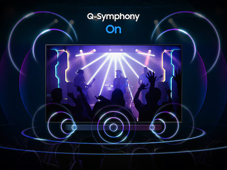 El sonido del televisor y de la barra de sonido se activa al encender Q-Symphony.