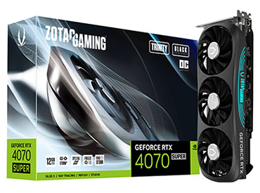 Placa de video ZOTAC GAMING GeForce RTX 4070 SUPER Trinity OC Black Edition 12...